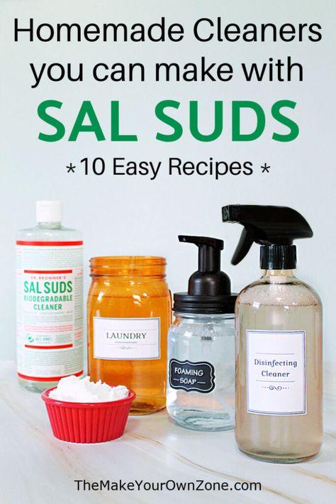 Sal Suds Dilution Sheet & Cleaning Recipes - The Make Your Own Zone Diy Foaming Dish Soap, Sal Suds Dishwasher Detergent, Sal Suds, Laundry Recipe, Homemade Dish Soap, Diy Lotions, Hand Soap Recipe, Diy Laundry Soap, Diy Hand Soap