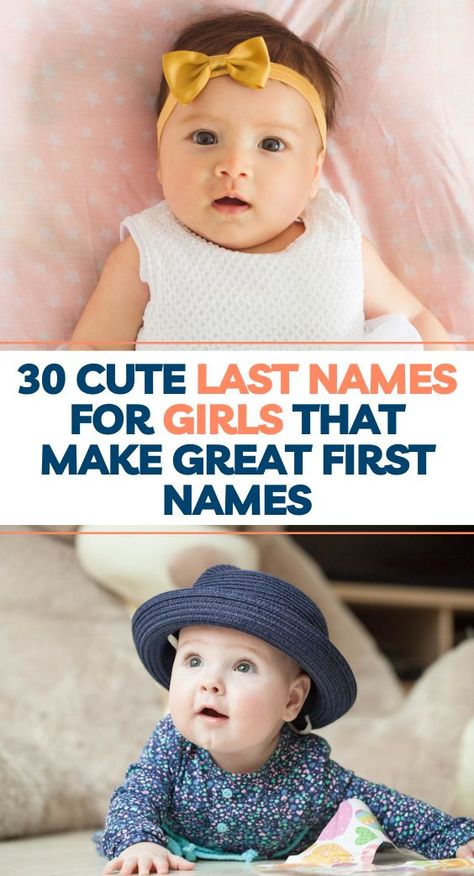 You might think that surnames are rather buttoned-up and boring, but believe us, there are many cute last names for girls that make excellent first names. Fifty years ago, it would have been unthinkable to name a baby girl a random surname. Sure, surnames were kept in the family but today, parents are turning to attractive last names with no immediate family connection. Why? We think this trend is happening for a couple of reasons. Name Ideas Last Name, Last Names For First Names, First And Last Names For Characters, Rp Names Girl With Surname, Name And Surname Ideas, Cute Last Names, Last Names As First Names, Surname For Girls Unique, Popular Last Names