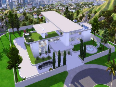 Sims Futuristic House, Sims 4 Futuristic House, Sims Lots, Futuristic House, The Sims 4 Lots, Modern Futuristic, Futuristic Building, Futuristic Home, Sims Building