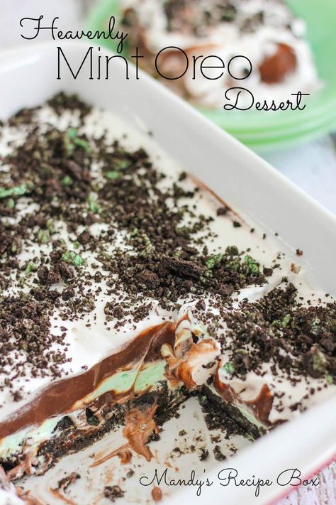 Mint Oreo Dessert, Sausage Alfredo, Mint Oreo, Cake Mix Cookie Recipes, Layered Desserts, Oreo Dessert, Pudding Desserts, Scrumptious Desserts, Instant Pudding