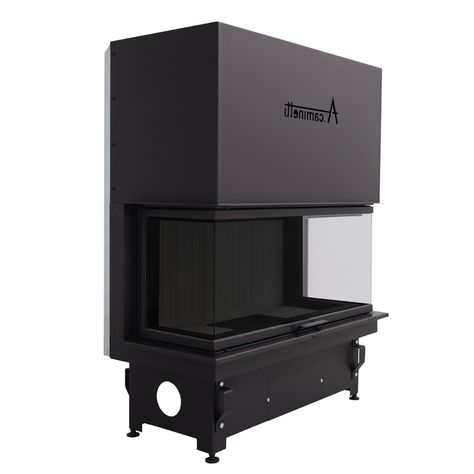 ACAMINETTI Wood Fireplace 3-Sided Crystal 110 Max Black Wood Fireplace, Max Black, Fireplace Inserts, Steel Doors, Heat Resistant, Fireplace, Siding, Crystals, Wood