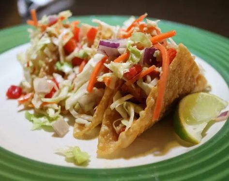 Applebee's Wonton Tacos Recipe - Secret Copycat Restaurant Recipes Applebee's Wonton Tacos, Copycat Wonton Tacos Applebees, Applebee's Wonton Chicken Tacos Recipe, Applebee's Chicken Wonton Tacos, Applebees Chicken Wontons, Applebees Wonton Tacos, Wonton Tacos Recipe, Chicken Wonton Tacos, Soy Sauce Stir Fry