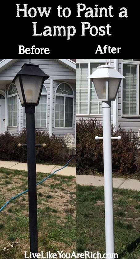 Is your lamp post a little rusty, dirty, or does it clash with the outside of your house? This is a super easy, quick, and inexpensive way to update your lamp post! #LiveLikeYouAreRich Outside Lamp Post, How To Paint Metal, Outside Lamps, Grey Siding, Outdoor Lamp Posts, Paint Metal, Light Post, Painting Lamps, Metal Lamp