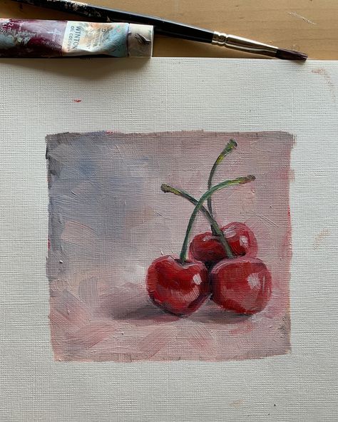 Cherry Oil Painting 🍒 Impressionistic Oil painting study of cherries, following a Skillshare class by Claudiu T by @joellesaid #oilpainting#skillshare#impressionist#impressionistpainting#impressionistart#oilpaint#stilllife#painting#art#customart#artprint Cherry Oil Painting, Skillshare Classes, Still Life, Oil Painting, Art Painting, Art Prints, Art