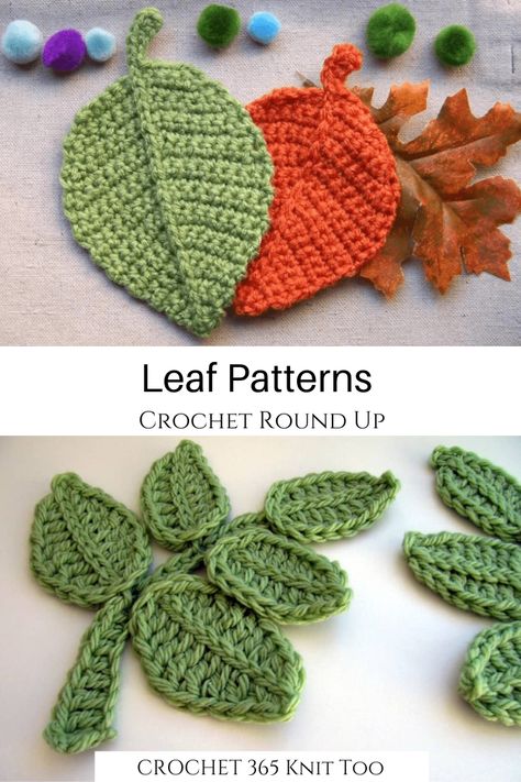 These crochet leaf patterns are great for finishing up fall projects! #crochet #crochet365knittoo #crochetpattern #crochetleaf #crochetleafpattern #fallcrochet Easy Leaf Crochet Pattern, Crochet Leaf Motif, Easy Crochet Leaves Free Pattern, Leaf Crochet Square, Large Leaf Crochet Pattern Free, Easy Crochet Leaf Pattern Free, Crochet Leaf Pouch, Crochet Flower Leaves, Crocheted Leaves Free Pattern