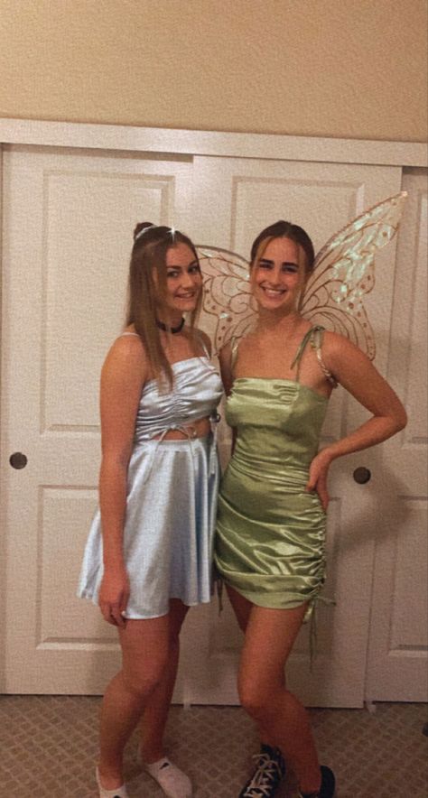 Duo Halloween Costumes Tinker Bell And Wendy, Wendy And Tinkerbell Costumes College, Tinkerbell And Fairies Costume, Silvermist And Tinkerbell Costume, Periwinkle And Tinkerbell Costumes, Tinker Bell And Wendy Halloween Costume, Wendy And Tinkerbell Halloween Costumes, Tinkerbell And Wendy Halloween Costume, Wendy Tinkerbell Costumes