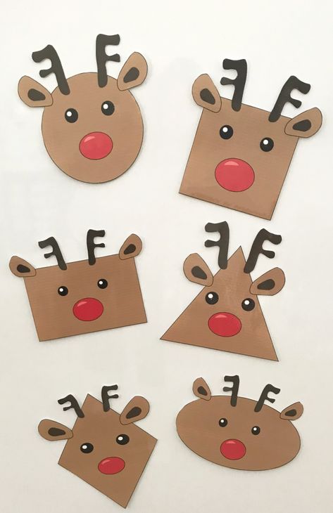 Deer Art And Craft Preschool, Rain Deer Crafts Christmas For Kids, Ruldoph The Red Nose Reindeer Crafts, Shape Reindeer Craft, Deer Crafts Preschool, Christmas Crafts Reindeer, Pumpkin Songs, Reindeer Shapes, Deer Craft