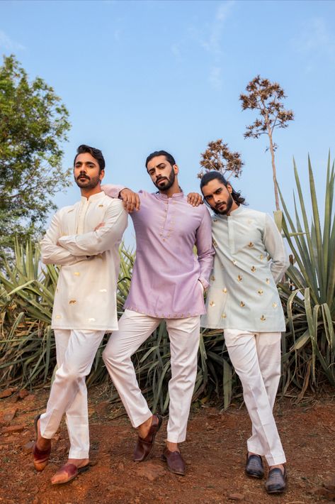 By Runit Gupta Haldi Outfit For Bride Brother, Boys Haldi Outfit, Haldi Outfits Men, Brothers Wedding Outfit For Men, Haldi Ceremony Outfit For Men, Kurta Designs Men's, Grooms Outfit, Mens Traditional Wear, Haldi Ceremony Outfit