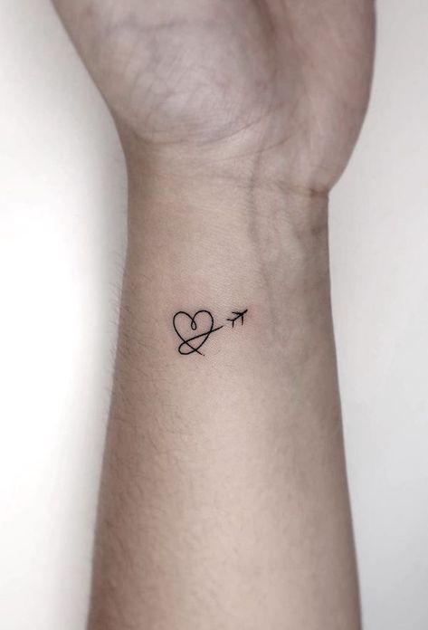 Airplane Tattoo, Plane Tattoo, Heart Wave, Unique Small Tattoo, Heartbeat Tattoo, Airplane Tattoos, Small Heart Tattoos, Tattoos Simple, Nails Heart