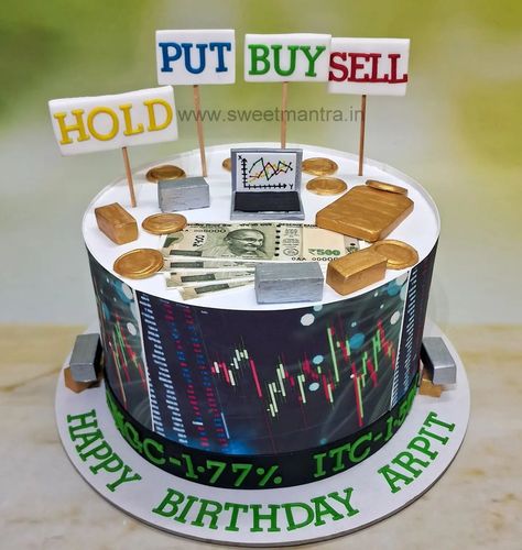 Share Market cake for stock broker . . . #sharemarketcake #stockmarketcake #sensexcake #moneycake #cakeforstockbroker #inpune #cakeforhusband #bestinpune 🚗 Delivery in Pune ☎️ Contact 7058714701 🎂 Customized Designer cakes [sharemarketcakeinpune, stockmarketcakeinpune, cakeforstockbrokerinpune, trendingcakespune, customcakeinpune, themecakeinpune, designercakeinpune, fondantcakeinpune, customisedcakeinpune, semifondantcakeinpune, 3dcakeinpune, punehomebaker, homemadecake, bestcust... Share Market Theme Cake, India Cakes, Customised Cakes, Dad Birthday Cakes, Cake For Husband, Money Cake, Designer Cakes, Adult Birthday Cakes, Stock Broker