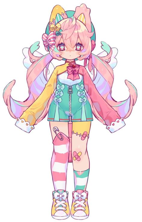 Vtuber Art Style, Medical Character Design, Vtuber Concept Art, Pastel Character Design, Crazy Character Design, Chibi Vtuber Model, Vroid Hair, Vtuber Design Ideas, Vtuber Hair