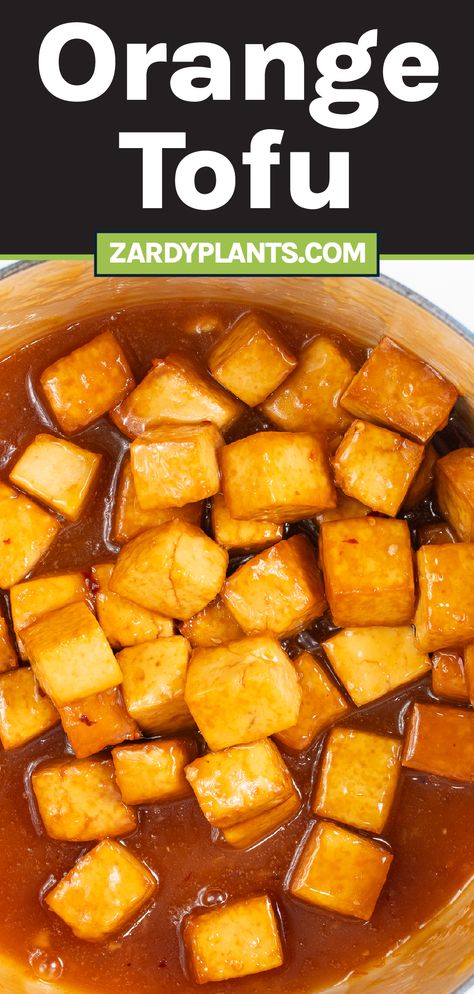 Orange tofu in a pot. Vegan Dinners Easy, Tofu Dinners, Vegan Orange Chicken, Vegan Recipes Simple, Easy Tofu Recipes, Orange Tofu, Recipes Vegetarian Dinner, Easy Tofu, Dinner Ideas Vegan