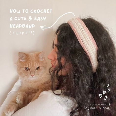 crochet with mahum ✿ on Instagram: "If you have leftover yarn that you don’t know what to do with, this crochet headband’s the perfect project + it takes under an hour to make! Which colors would you make yours with? 🏷 #crochet #crochetpattern #crochettutorial #crochetfreepattern #crochetideas #crochetinspo #crochetinspiration #crochetheadband #crochetaccessories #crocheted #crocheting #crochetlover #crochetaddict #cutehairstyles #cutecrochet" Crochet Headband Hairstyles, Crochet With Mahum, Mahum Crochet, Leftover Yarn, Beads Bracelet Design, Crochet Lovers, Diy Stuff, Crochet Headband, How To Crochet