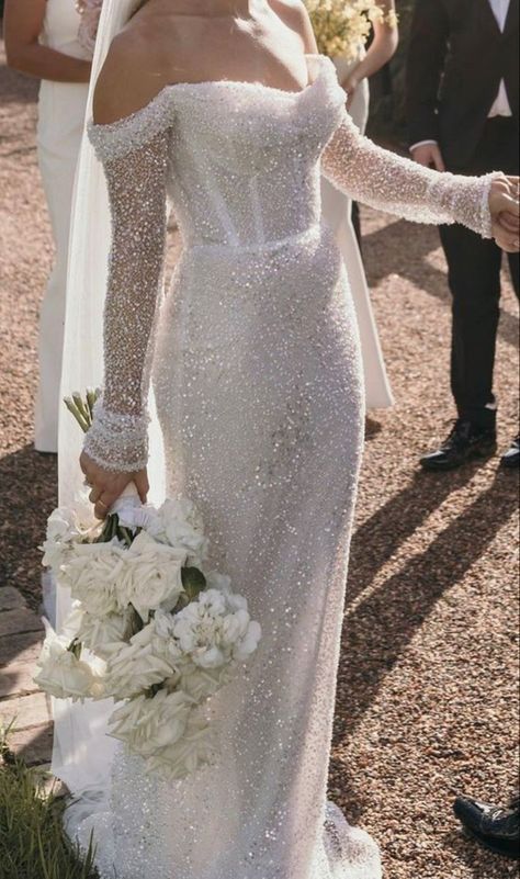 Elegant Long Sleeve Wedding Dresses, Pearl Wedding Dress, Sparkly Wedding Dress, Sparkle Wedding Dress, Classy Wedding Dress, Beach Wedding Dress Boho, Fancy Wedding Dresses, Pretty Wedding Dresses, Wedding Dresses Corset