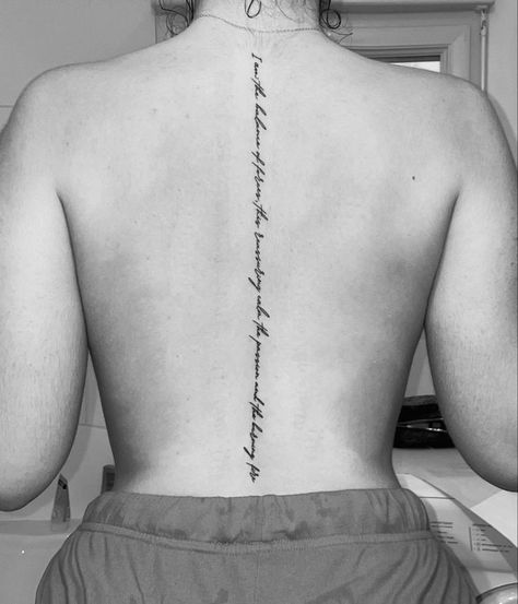 Spine Quote Tattoo, Spine Tattoo Quotes, Girl Spine Tattoos, Back Tattoo Women Spine, Back Tattoos Spine, Spinal Tattoo, Floral Thigh Tattoos, Phrase Tattoos, Quote Tattoo