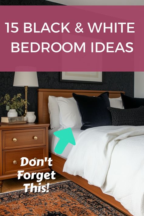 Get some elegant inspo for black and white bedrooms with these 15 ideas. Black White Bedroom Ideas, Black And White Bedrooms, Black And White Bedroom Ideas, Black White Bedroom, Black White Bedrooms, White Bedrooms, Black And White Bedroom, White Bedroom Ideas, Black Bed Frame