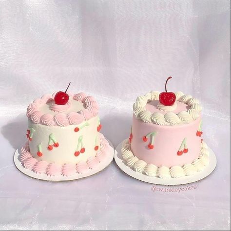 Cherry Lunchbox Cake, Lunch Box Cake Ideas, Box Cakes, Vintage Birthday Cakes, Mini Torte, Cake Decorating Icing, Vintage Cakes, Simple Cake Designs, Mini Cakes Birthday