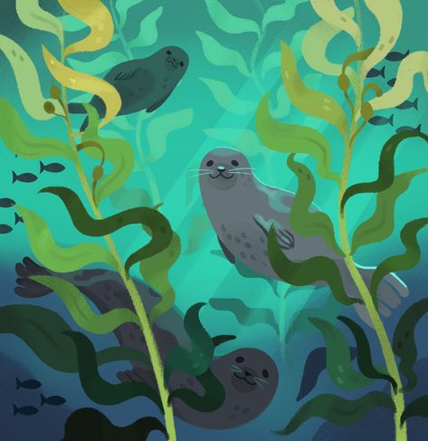 Ocean Illustration, Kelp Forest, Animal Illustration Art, Posca Art, Art Forest, Art Sea, Forest Art, Ocean Art, Pics Art