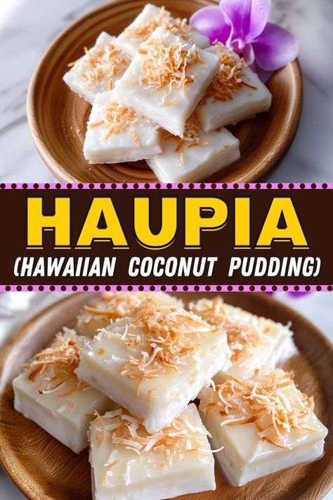 This simple haupia recipe combines rich coconut milk with sugar and cornstarch to create a creamy Hawaiian dessert with plenty of sweet tropical flavor. Hawaiian Coconut Pudding, What Can I Make With Coconut Milk, Traditional Hawaiian Desserts, Recipes With Coconut Milk Dessert, Coconut And Condensed Milk Dessert, Authentic Hawaiian Dessert Recipes, Coconut Milk Dessert Recipes, Coconut Pudding Recipes, Desserts With Coconut Milk