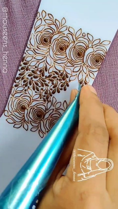 thouseens_henna on Instagram: For slower version of this video Head over to my YouTube channel - Thouseens henna (channel link in bio) ❤️ . . . . . . . . . #hennanatural… Henna Rose Tutorial, Henna Kochhar Designs, How To Make Henna Cone, Henna Cone Making, Thouseens Henna, Henna By Tazaheen, Mehndi Designs, Henna, Instagram