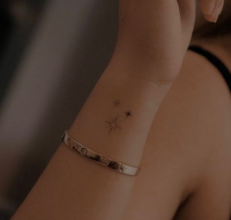 Unique Micro Tattoos For Women, Taylor Swift Minimalist Tattoo, Star Wrist Tattoo, Star Sign Tattoo, Star Tattoo On Wrist, Small Star Tattoos, Bookish Tattoos, Tiny Wrist Tattoos, Star Tattoo Designs