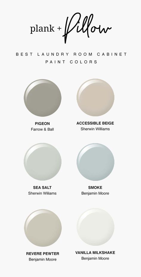 The 6 Best Laundry Room Paint Colors for Your Cabinets - Plank and Pillow Resurface Cabinets, Best Laundry Room Paint Colors, Laundry Room Paint Colors, Pewter Benjamin Moore, Plank And Pillow, Laundry Room Cabinet, Laundry Room Paint Color, Laundry Room Paint, Laundry Room Update