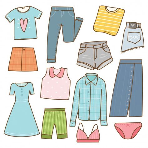 Clothes Doodle, Clothing Doodles, Doodle Clothes, Business Woman Fashion, Clothing Vector, Vector Clothes, Clothes Stickers, Clothes Cartoon, Clothing Stickers