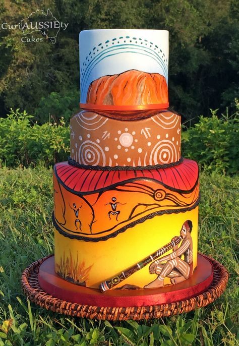 Australian Cake Theme, Australian Themed Cake, Aboriginal Wedding, Kangaroo Cake, Insane Cakes, Aussie Party, 2024 Cake, Australia Cake, Cake Music