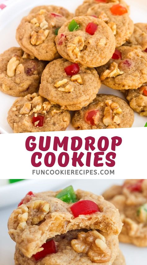 Gum Drop Cookies Christmas, Gum Drop Cookies, Gumdrop Cookies, 2024 Cookies, Drop Cookies Christmas, Fun Cookie Recipes, Learn To Bake, Christmas Sugar Cookies Decorated, Gum Drop