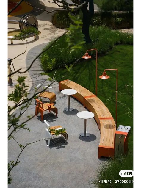 Public Furniture Design, Public Seating Design Outdoor, Park Seating Design, Park Bench Design, Park Seating, Street Furniture Design, Bright Landscape, Plaza Design, Park Benches