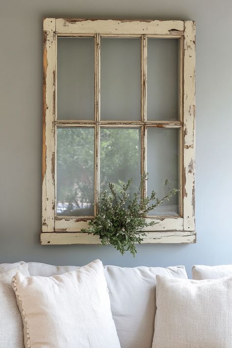 "Give old windows new life with DIY Upcycled Window Frame Wall Art! ♻️🖼️ This creative project adds vintage charm to your walls, making it a unique focal point in any room. Perfect for a rustic or farmhouse style! 🌟🏡 #UpcycledDecor #VintageCharm #DIYWallArt" Window Frame Crafts Ideas, Antique Window Decor Ideas, Old Glass Window Ideas, Upcycled Windows Diy Projects, Old Window Art Ideas, Antique Window Frame Ideas, Old Windows Repurposed Decor, Old Window Frame Ideas, Decorating With Old Windows