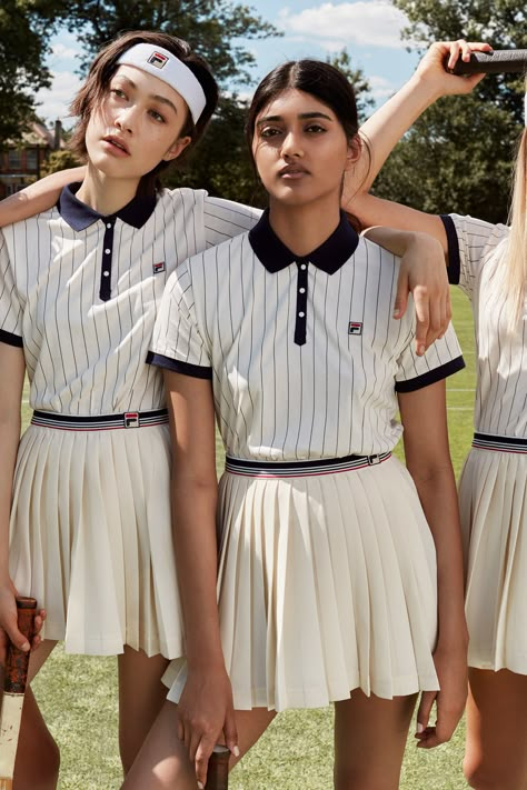 FILA + Urban Outfitters Team Up for a Tennis-Inspired Collection | Teen Vogue Fila Tennis Outfit, Tennis Fashion Editorial, Tennis Outfit Cute, Team Outfits, Fila Sportswear, Tennis Uniforms, Fila Tennis, White After Labor Day, Martina Navratilova