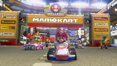 Mario Kart Stadium Start/Finish Line Mario Kart Games, Wii U Games, Wii Remote, Mario Kart 8, Mario Games, Mario Bros., Mario Kart, Guy Names, Wii U