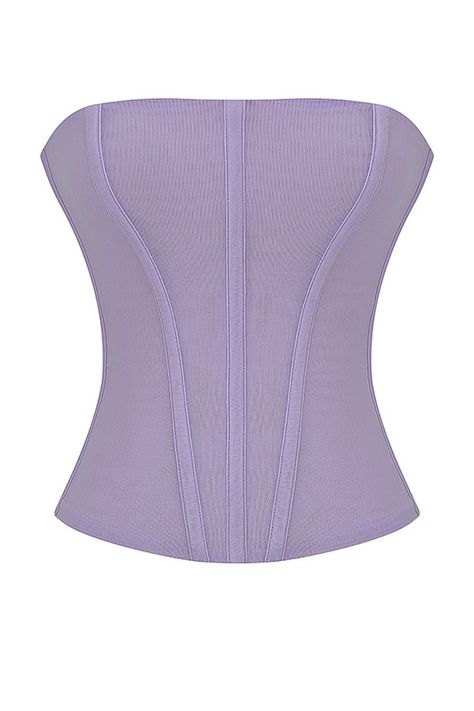 Lavender Longline Corset - Mistress Rock Lavender Corset, Purple Corset, Lavender Tops, Strapless Neckline, Diy Sewing Clothes, Pleated Mini Skirt, Strapless Bra, Sewing Clothes, Long A Line