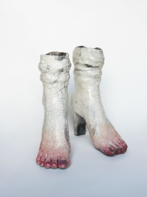 (Not mine--can't find artist) Ceramic Shoes Sculpture, Shoe Sculpture, Ceramic Shoe, Ceramics Contemporary, Ceramic Fashion, Ceramic Shoes, Sculpture Contemporary, Human Sculpture, Ceramic Art Sculpture