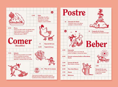 La Porca restaurant on Behance Illustration For Restaurant, Restaurant Menu Illustration, Menu With Illustrations, Illustrated Menu Design, Paper Menu Design, Cooking Graphic Design, Food Book Design, Food Editorial Design, Cool Menu Design