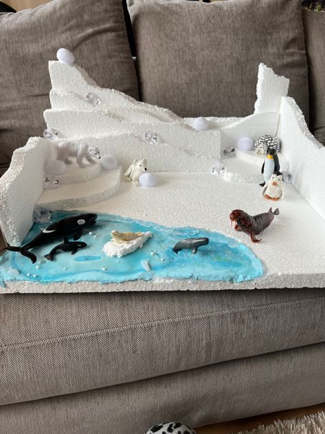 Orca Diorama School Projects, Tundra Habitat Project, Polar Region Project, Arctic Habitat Diorama, Arctic Habitat Project For Kids, Arctic Diorama For Kids, Artic Habitat Project For Kids, Diaroma Ideas Projects, Tundra Diorama