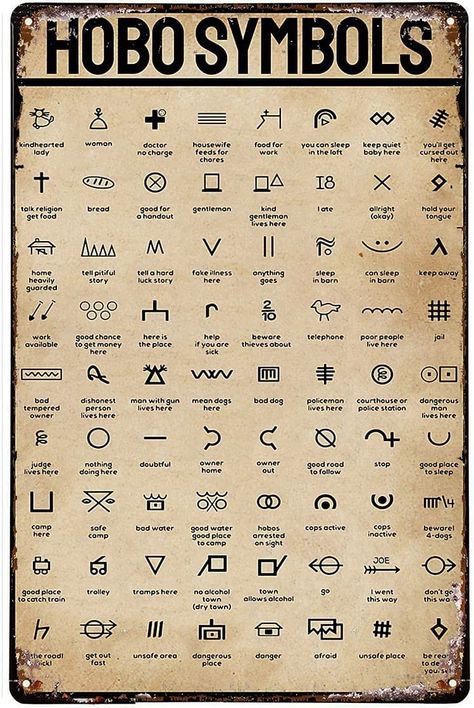 Hobo Language Symbols, Hobo Code Symbols, Hobo Symbols And Meanings, Sandscript Symbols, Survivalist Tattoo, Hobo Tattoo Ideas, Geomancy Symbols, Alfabeto Viking, Hobo Symbols