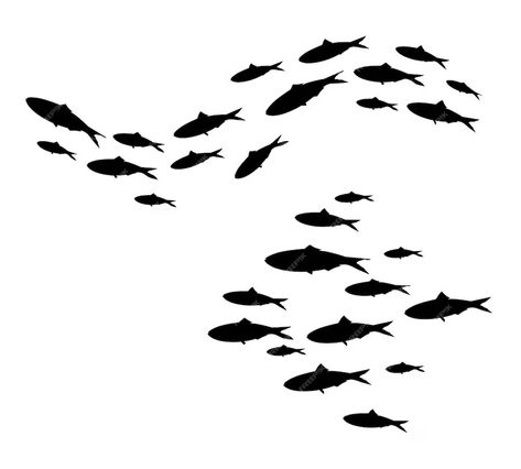 Premium Vector | School of fish Silhouette of group of sea fishes Colony of small fish Vector Fish Silhouette Printable, School Of Fish Silhouette, Tropical Fish Drawing Simple, School Of Fish Illustration, School Of Fish Drawing, Ocean Silhouette, Fish Cut Outs, Fish Images, Shoal Of Fish