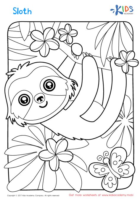 Sloth Coloring Page Minecraft Coloring Pages, Summer Coloring Pages, Bird Coloring Pages, Coloring Pages For Boys, Printable Adult Coloring Pages, Color Images, Cartoon Coloring Pages, Halloween Coloring Pages, In The Jungle