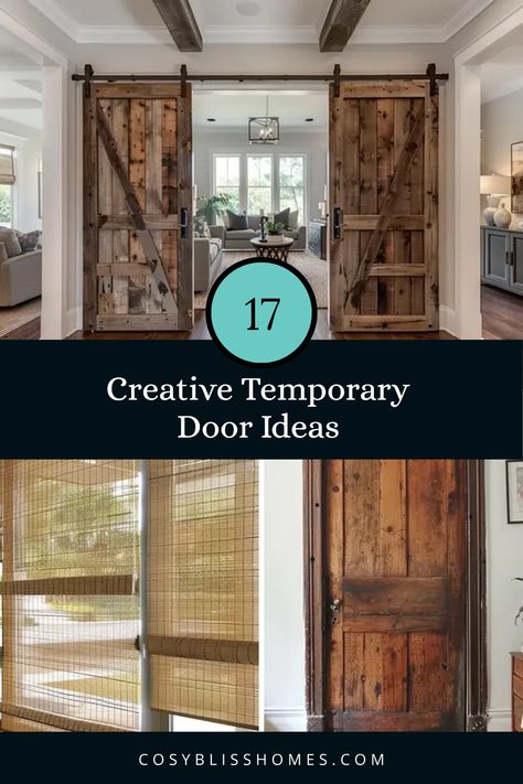 Looking for temporary door solutions? These 17 creative ideas are perfect for anyone wanting to make a statement while keeping privacy! From repurposed doors that add a rustic touch to bamboo blinds offering boho charm and vibrant tapestries to brighten your space, discover ways to transform areas in your home with style. Renters and homeowners alike will find enticing options to enhance beauty without commitment. Check out our clever picks that prove functional and fabulous for every need! Temporary Door Ideas, Repurposed Doors, Temporary Door, Apartment Ideas Living Room, Door Alternatives, Door Solutions, Enhance Beauty, Door Wraps, Doors Repurposed