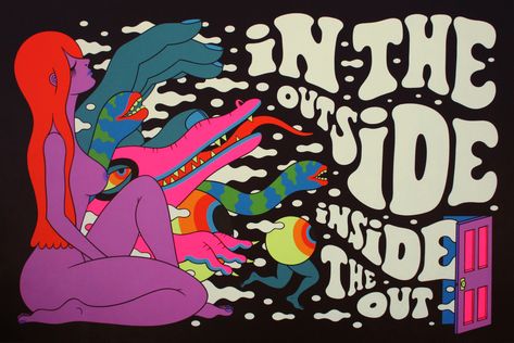 In The Outside Inside The Out - Oliver Hibert - Debut Art Oliver Hibert, Painting The Roses Red, Trippy Painting, Trippy Wallpaper, Paper Toy, Trippy Art, Hippie Art, Wall Collage, Aesthetic Art