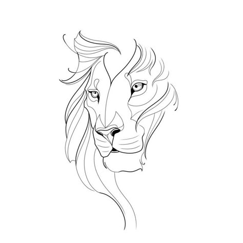 Lion Line Tattoo For Women, Lion Linework Tattoo, Lion Line Tattoo Design, Outline Lion Tattoo, Lion Line Art Tattoo, Lion Tattoo Linework, Simple Lion Tattoo Outline, Fineline Lion Tattoo, Simple Lion Tattoo For Women