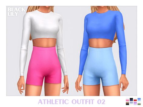 The Sims Resource - Athletic Outfit 02 Sims 4 Cc Athletic Shorts, Sims Workout Clothes, Sims 4 Lululemon, Sims 4 Cc Athletic Wear, Sims 4 Athletic Cc, Excersise Clothes, Athlete Outfits, Casual Fall Jacket, Sporty Mom