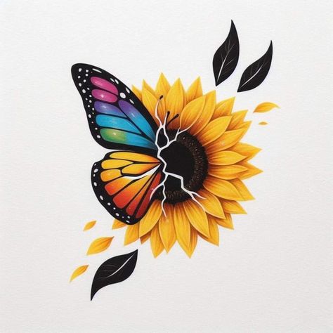 Artsy Tattoos, Sunflower Tattoos, Flower Meanings, Easy Doodles Drawings, Simple Doodles, Creative Tattoos, Doodle Drawings, Ink Tattoo, Cricut Design