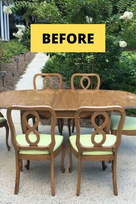 Small Dining Ideas Space Saving, Furniture Rehab Before After, Restoring Dining Room Table, Chalk Paint Dining Table And Chairs, Painting Dining Table And Chairs With Chalk Paint, Repainting Dining Room Table And Chairs, French Cottage Dining Table, Repainted Dining Table, Table Finishing Ideas