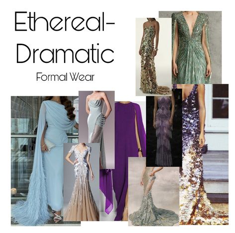 Ethereal Essence Celebrities, Soft Dramatic Kibbe Wedding Dress, Natural Romantic Ethereal, Ethereal Dramatic Natural, Dramatic Ethereal Essence, Casual Ethereal Outfits, Essence Types, Ethereal Dramatic, Dramatic Ethereal