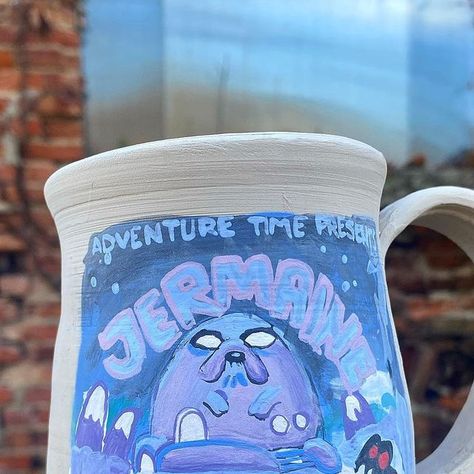 Samantha🌿 on Instagram: "Adventure Time Presents: Jermaine ❄️ . . . . . #adventuretime #adventuretimepresents #adventuretimeart #handpaintedpottery #giftideas" Adventure Time Pottery Painting, Adventure Time Pottery, Adventure Time Ceramics, Adventure Time Mug, Adventure Time Birthday, Anne Movie, Hand Painted Pottery, Adventure Time Art, Time Art