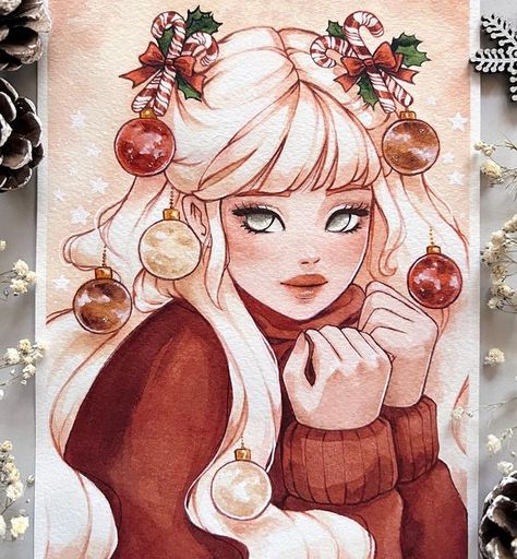 Christmas Drawing People, Merry Christmas Drawing Art, Merry Christmas Drawing Ideas, Christmas Drawings Art Sketch, Christmas Girl Drawing, Christmas Sketch Ideas, Merry Christmas Painting, Merry Christmas Drawing, Xmas Drawing