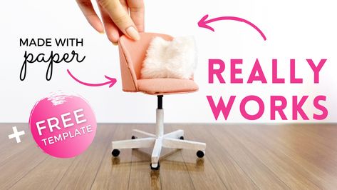 Mini Chairs Diy Dollhouse Miniatures, Miniature Office Chair, Doll Chair Diy, Diy Office Chair, Barbie Office, Desk Chair Diy, Dollhouse Office, Miniature Office, Office Chair Diy